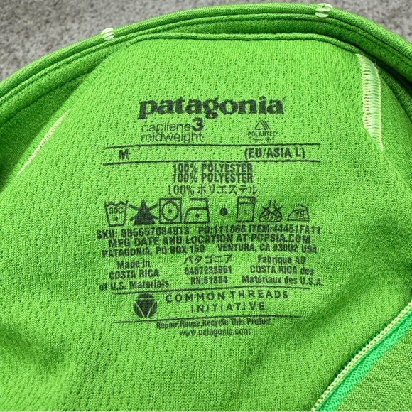 Patagonia Capilene 3 Midweight Half Zip Long Sleeve Pullover Green Medium M - Picture 5 of 8